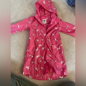 Girls pink unicorn Joules raincoat in like new condition